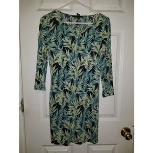 Leaf print bodycon dress Brand New Never Worn